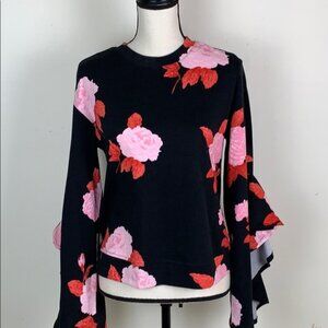 ⭐️💰Who What Wear rose ruffle sleeve black top sm